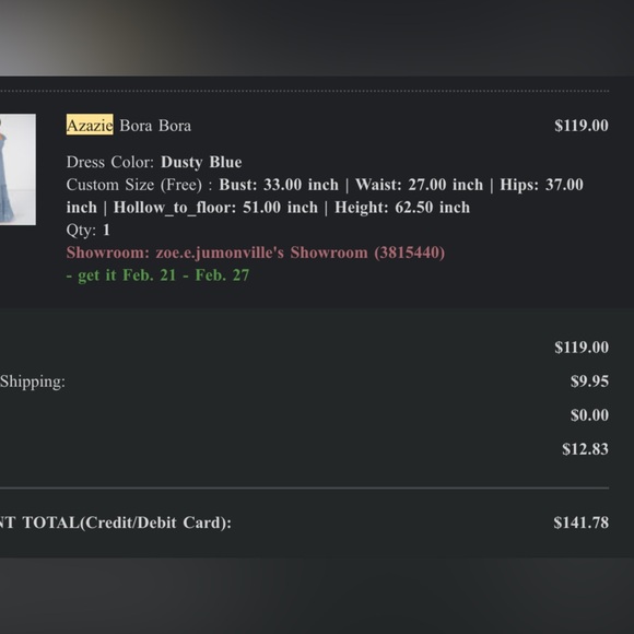 Azazie Bora Bora Dusty Blue Dress - Picture 4 of 4